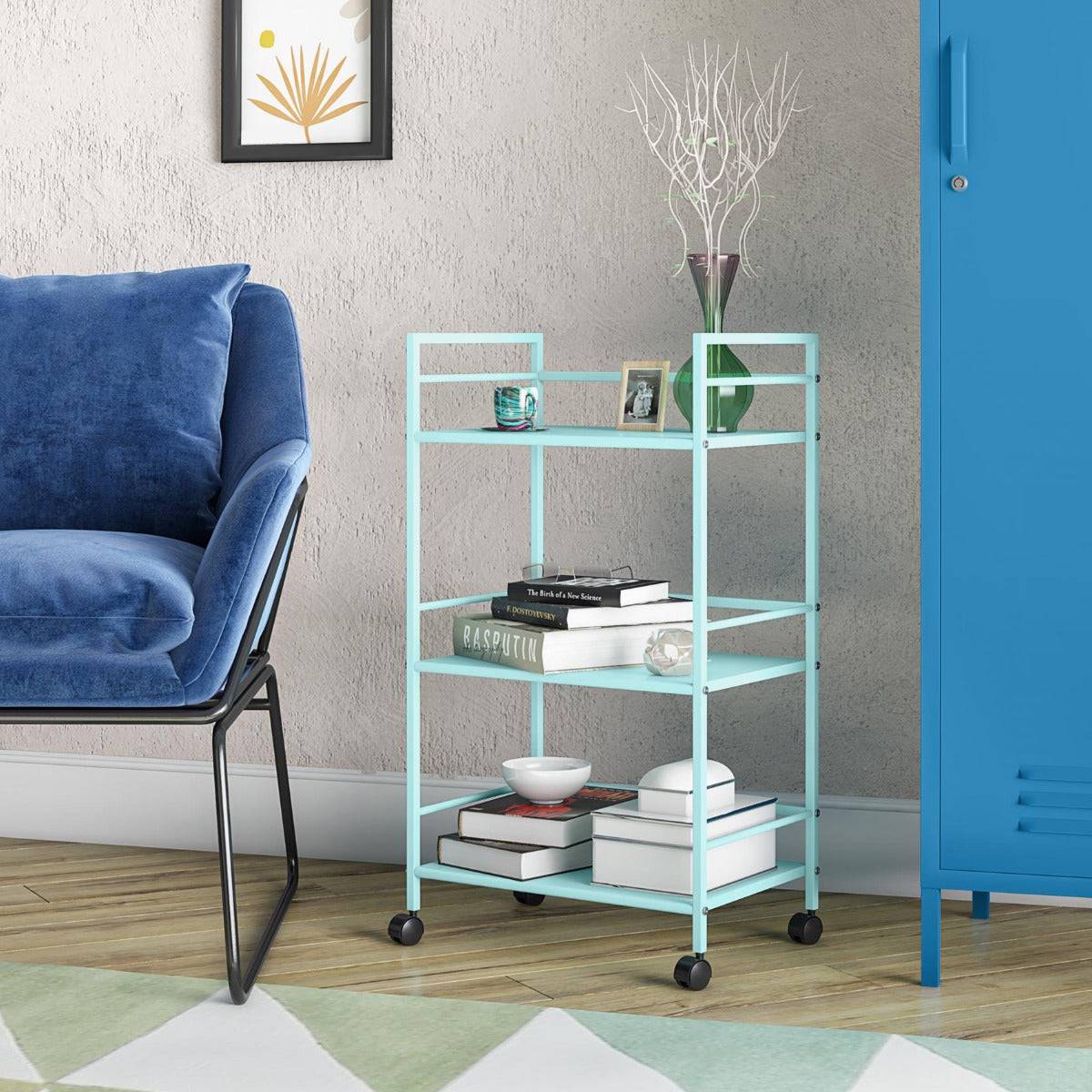 Cache Metal Rolling Cart Drinks Trolley in Mint by Dorel Novogratz - Price Crash Furniture