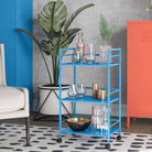 Cache Metal Rolling Cart Drinks Trolley in  Blue by Dorel Novogratz - Price Crash Furniture