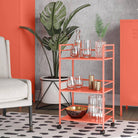 Cache Metal Rolling Cart Drinks Trolley in Orange by Dorel Novogratz - Price Crash Furniture