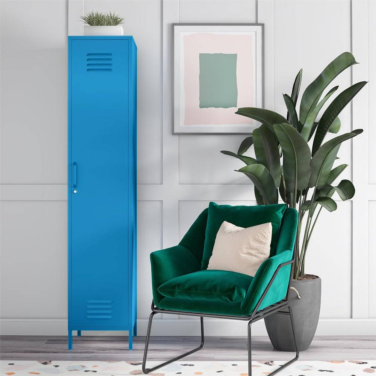 Cache Single Metal Locker Storage Cabinet in Blue by Dorel Novogratz - Price Crash Furniture