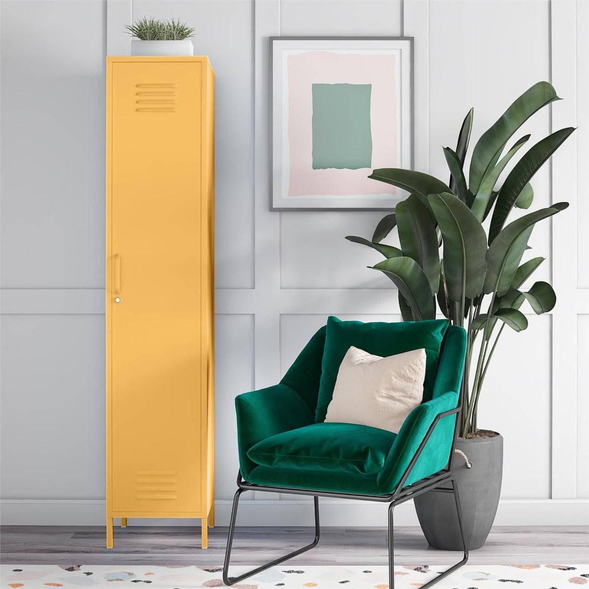 Cache Single Metal Locker Storage Cabinet in Orange by Dorel Novogratz - Price Crash Furniture