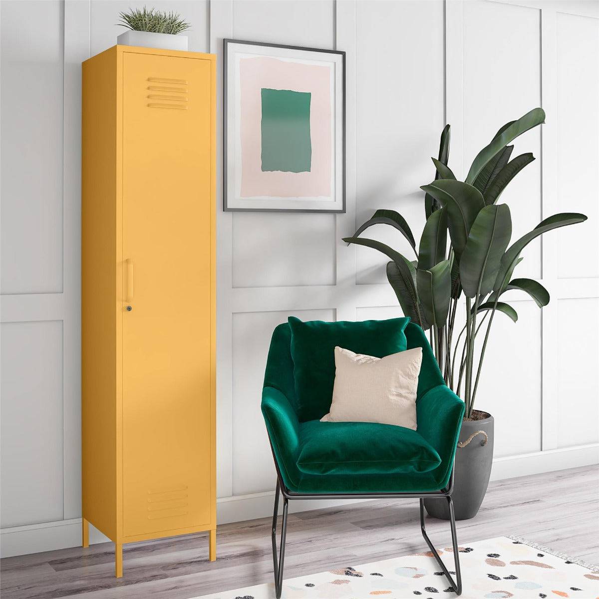 Cache Single Metal Locker Storage Cabinet in Orange by Dorel Novogratz - Price Crash Furniture