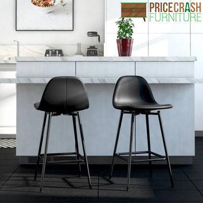 Calvin Single Upholstered Counter Stool in Black Faux Leather by Dorel