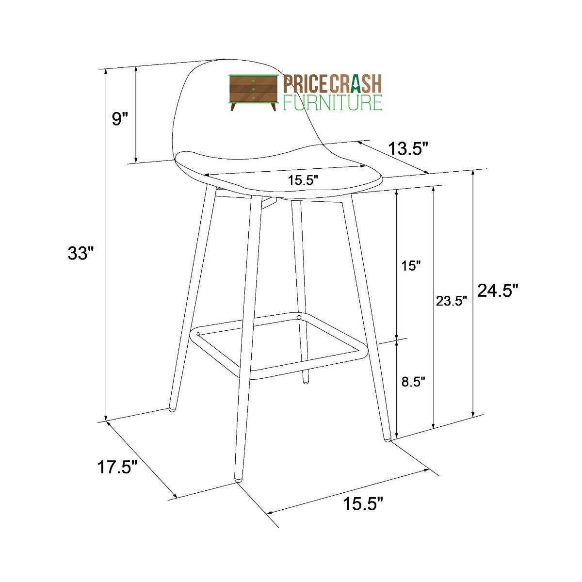 Calvin Single Upholstered Counter Stool in Black Faux Leather by Dorel - Price Crash Furniture