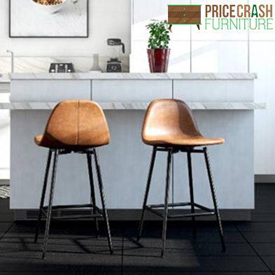 Calvin Single Upholstered Counter Stool in Camel Faux Leather by Dorel - Price Crash Furniture