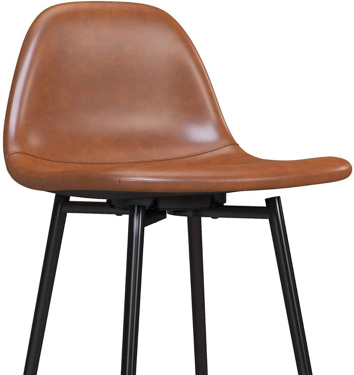 Calvin Single Upholstered Counter Stool in Camel Faux Leather by Dorel - Price Crash Furniture