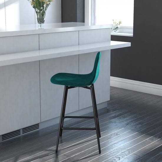 Calvin Single Upholstered Counter Stool in Green Velvet by Dorel - Price Crash Furniture