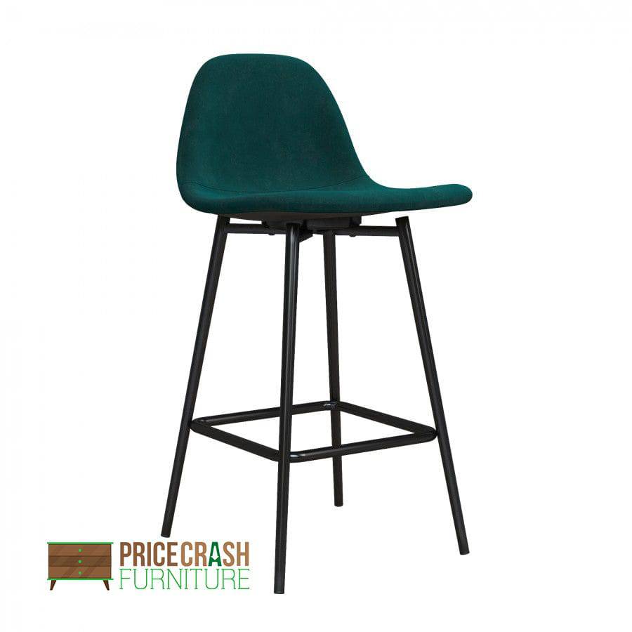 Calvin Single Upholstered Counter Stool in Green Velvet by Dorel - Price Crash Furniture