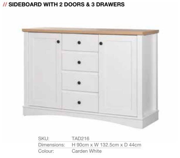Carden Sideboard in White by TAD - Price Crash Furniture