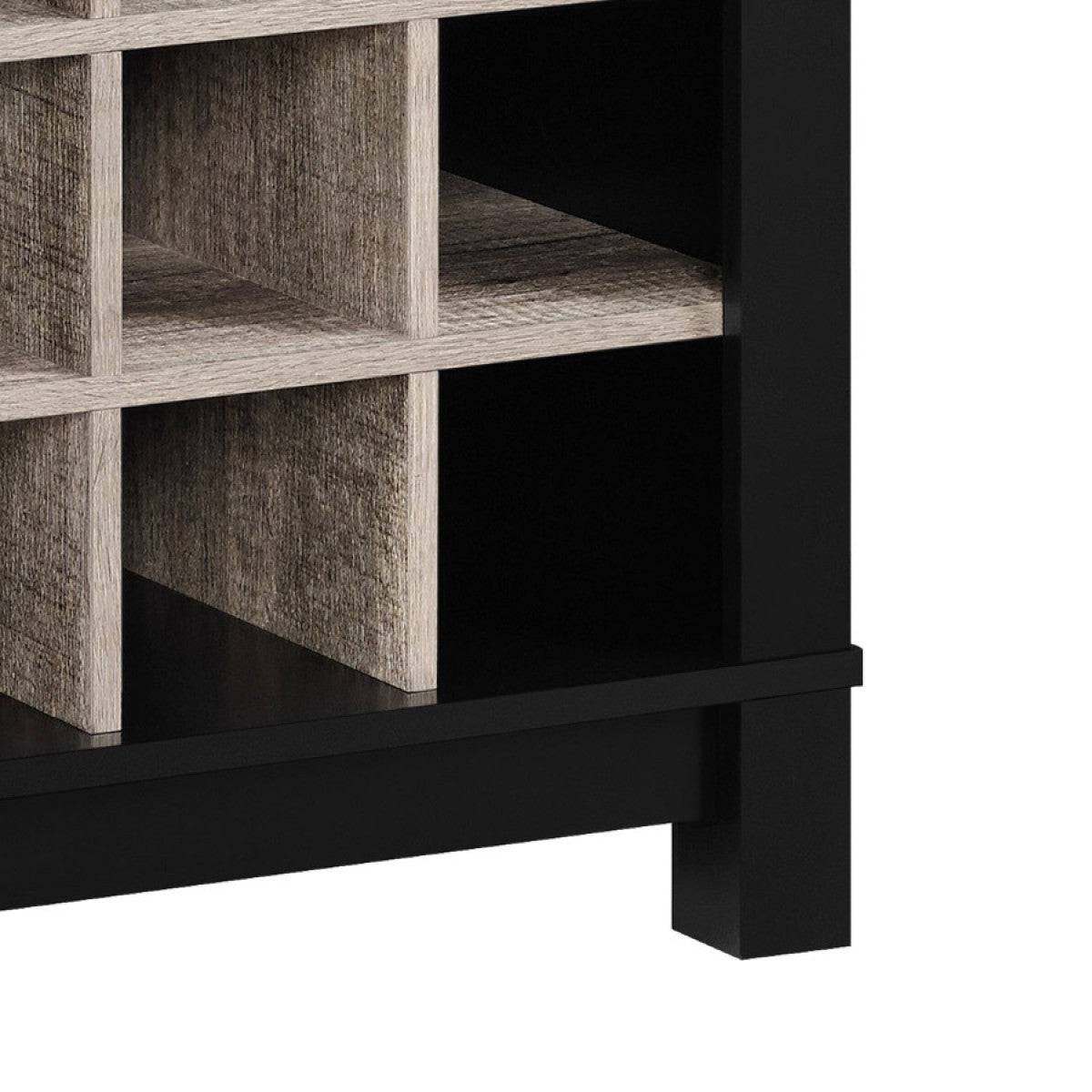 Carver Bar Cabinet & Wine Rack in Black and Weathered Oak by Dorel - Price Crash Furniture