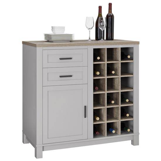 Carver Bar Cabinet & Wine Rack in Grey and Weathered Oak by Dorel - Price Crash Furniture