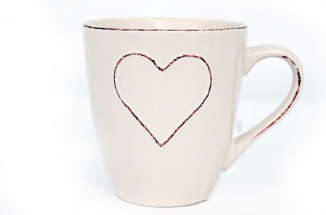 Ceramic Cream Heart Embossed Mug - Price Crash Furniture