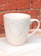 Ceramic Cream Heart Embossed Mug - Price Crash Furniture