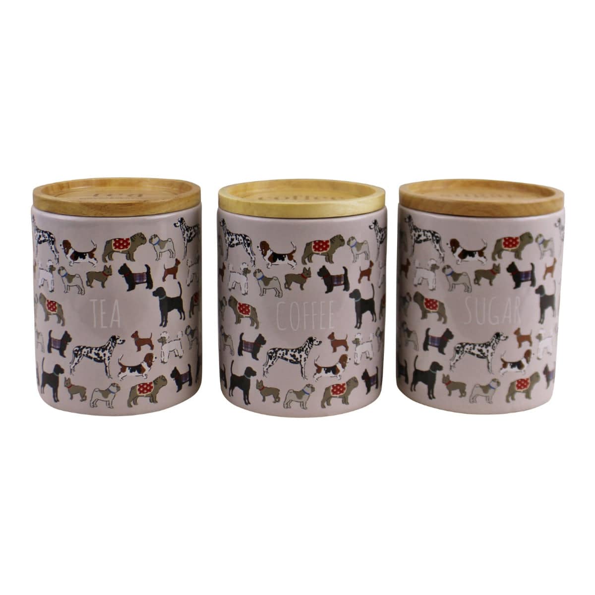 Ceramic Dog Design Tea,Coffee & Sugar Canisters - Price Crash Furniture