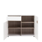 Chelsea 1 Drawer 2 Door 109.5cm Sideboard in White Gloss with Truffle Oak - Price Crash Furniture