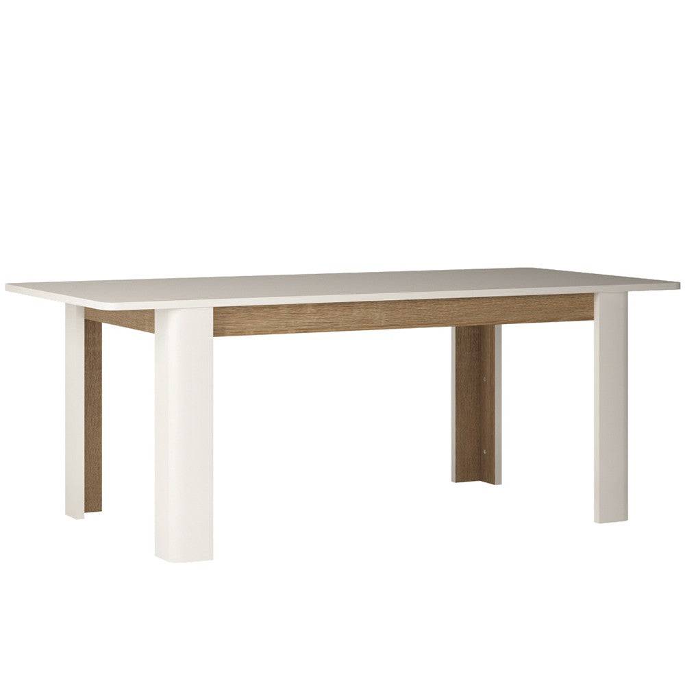 Chelsea Extending Dining Table in White Gloss with Truffle Oak - Price Crash Furniture