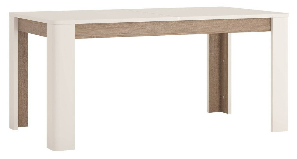 Chelsea Extending Dining Table in White Gloss with Truffle Oak - Price Crash Furniture