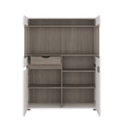 Chelsea Low Display Cabinet 109cm Wide in White Gloss with Truffle Oak - Price Crash Furniture