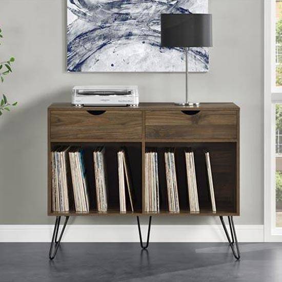 Concord 2 Drawer Turntable Bookcase Unit in Walnut by Dorel - Price Crash Furniture