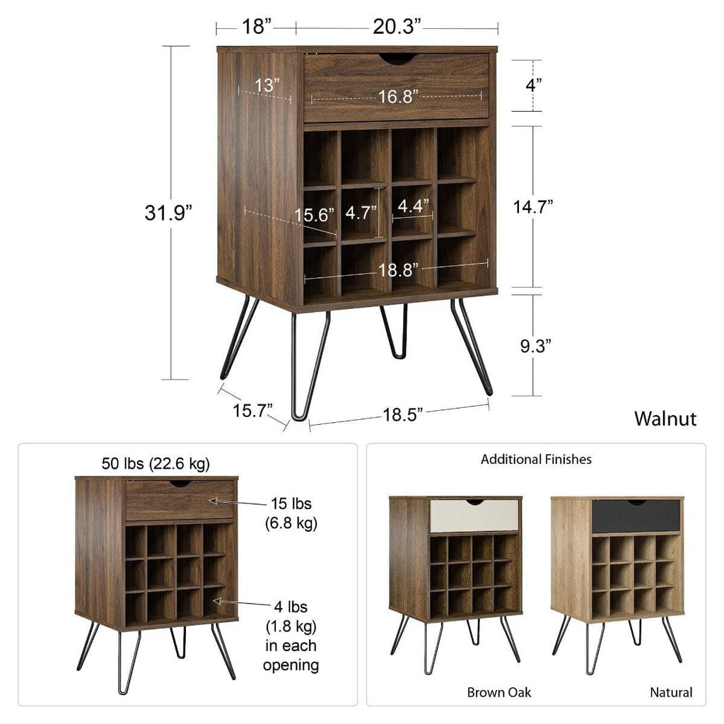 Concord Beverage Storage Stand in Brown Oak by Dorel - Price Crash Furniture