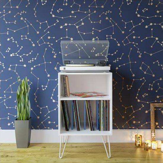 Concord Turntable Stand Bookcase in White And Blue by Dorel - Price Crash Furniture