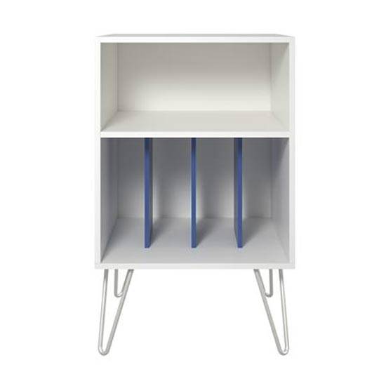 Concord Turntable Stand Bookcase in White And Blue by Dorel - Price Crash Furniture
