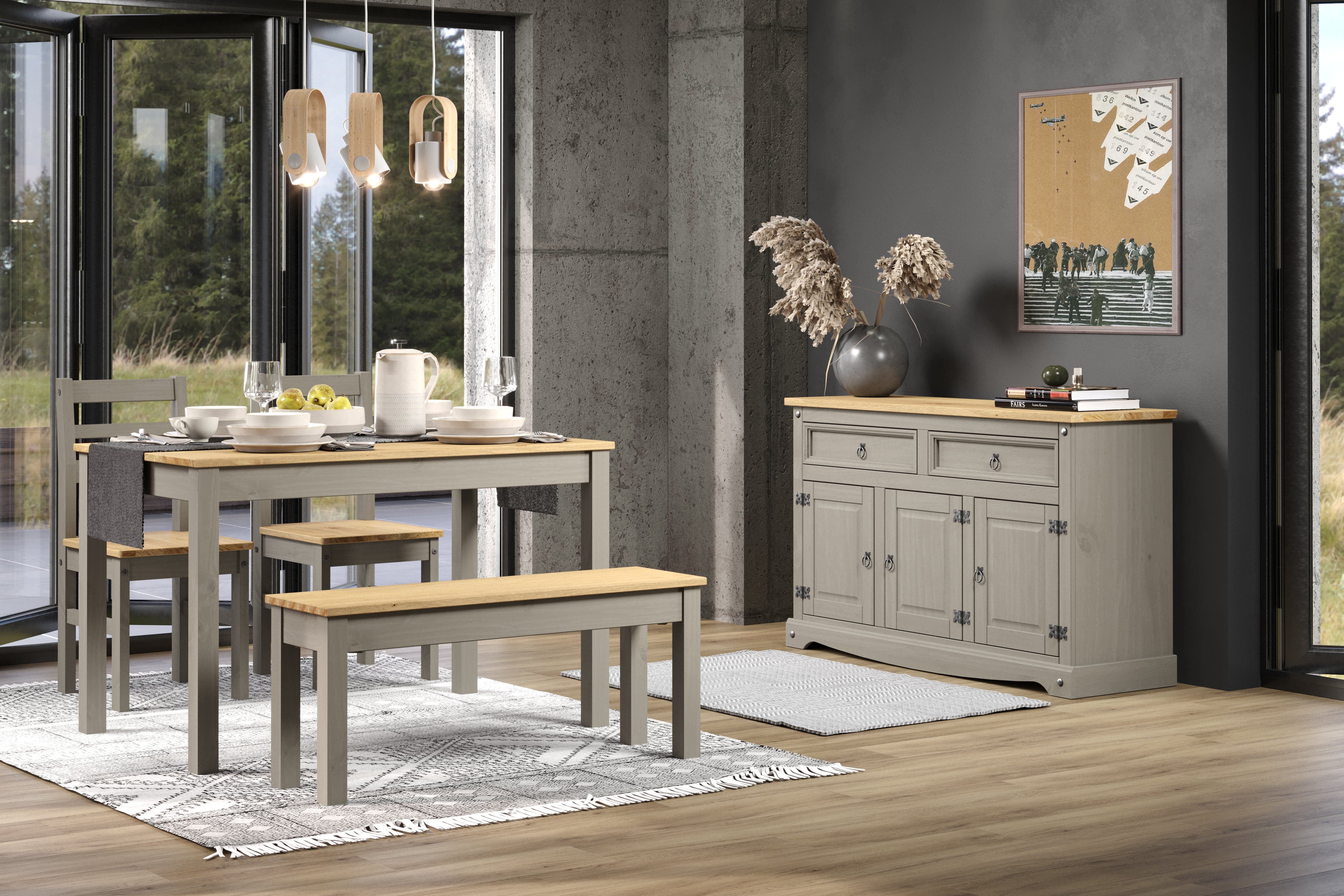 Core 120cm Corona Grey Washed Pine Linea Rectangular Dining Table - Price Crash Furniture