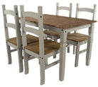 Core 150cm Corona Grey Washed Pine Dining Table + 4 Chair Set - Price Crash Furniture