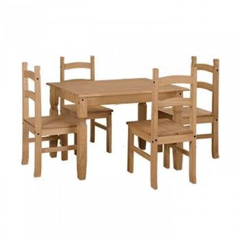 Core Corona 150cm Pine Large Dining Table + 4 Chairs - Price Crash Furniture