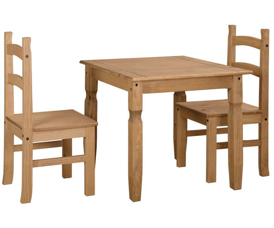 Core Corona 75cm Pine Square Dining Table + 2 Chairs - Price Crash Furniture