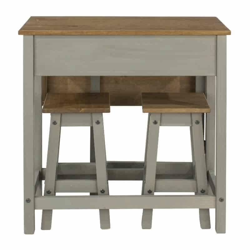 Core Corona Grey Washed Pine Drop Leaf 2 Seater Breakfast Bar Set - Price Crash Furniture