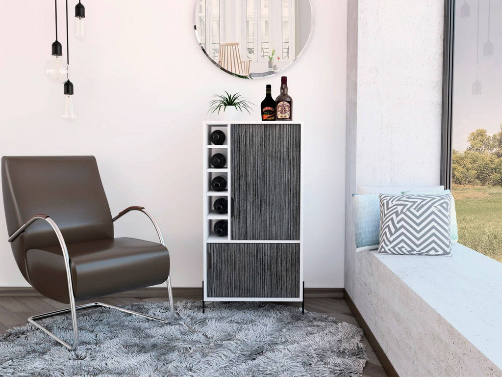 Core Dallas Storage & Drinks Cupboard in White & Carbon Grey Oak Effect - Price Crash Furniture