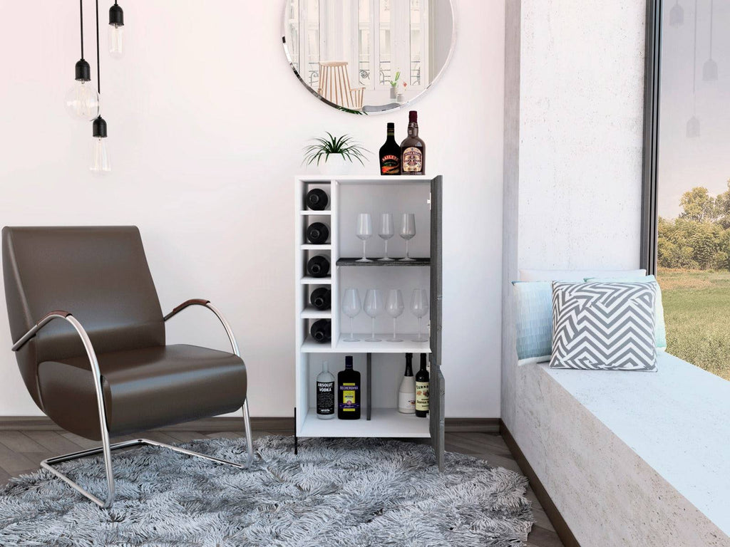 Core Dallas Storage & Drinks Cupboard in White & Carbon Grey Oak Effect - Price Crash Furniture