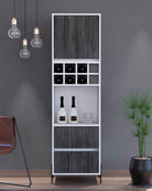 Core Dallas Tall Bar Cabinet in White & Carbon Grey Oak Effect - Price Crash Furniture