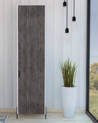 Core Dallas Tall Storage Cabinet in White & Carbon Grey Oak Effect - Price Crash Furniture