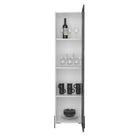 Core Dallas Tall Storage Cabinet in White & Carbon Grey Oak Effect - Price Crash Furniture