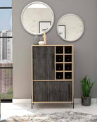 Core Harvard Drinks Bar in Grey & Washed Oak Effect - Price Crash Furniture