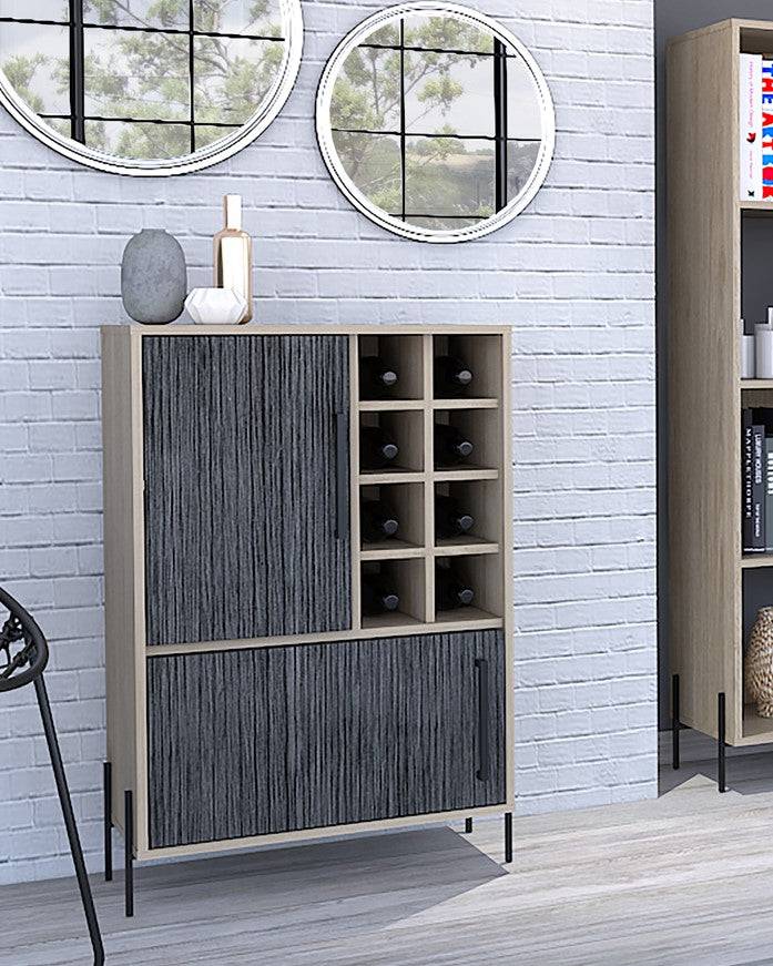 Core Harvard Drinks Bar in Grey & Washed Oak Effect - Price Crash Furniture