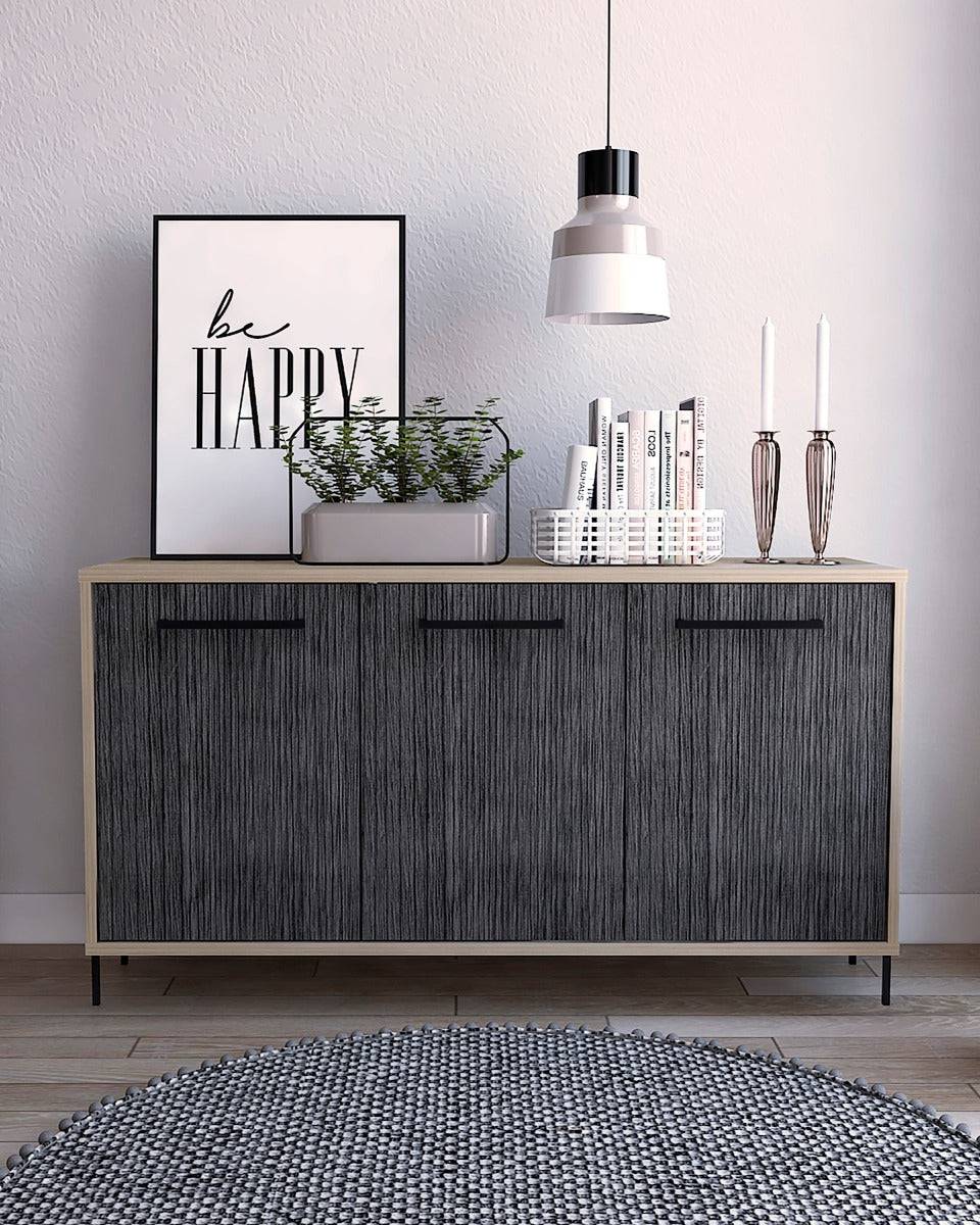 Core Harvard Medium Sideboard in Grey & Washed Oak Effect - Price Crash Furniture