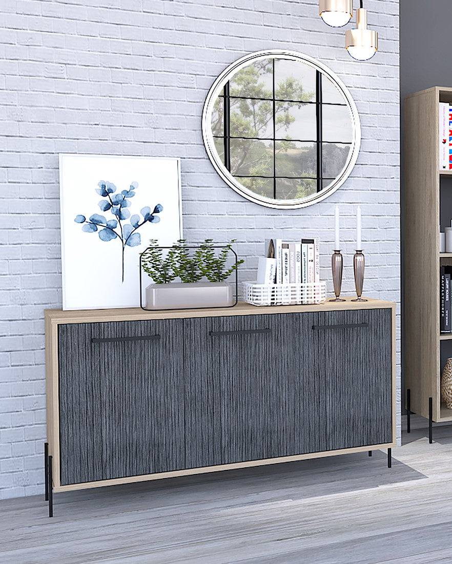 Core Harvard Medium Sideboard in Grey & Washed Oak Effect - Price Crash Furniture