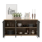 Core Harvard Medium Sideboard in Grey & Washed Oak Effect - Price Crash Furniture