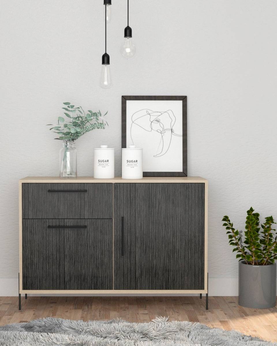 Core Harvard Small Sideboard in Grey & Washed Oak Effect - Price Crash Furniture