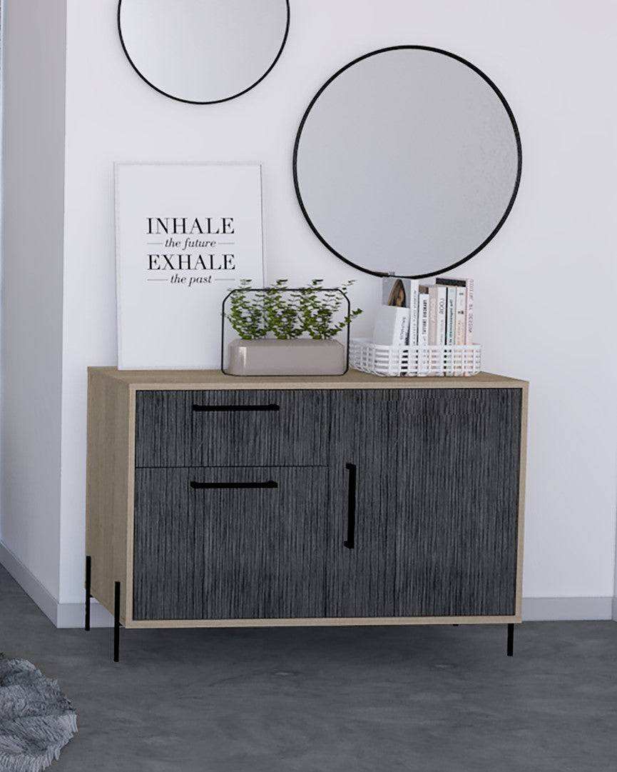 Core Harvard Small Sideboard in Grey & Washed Oak Effect - Price Crash Furniture