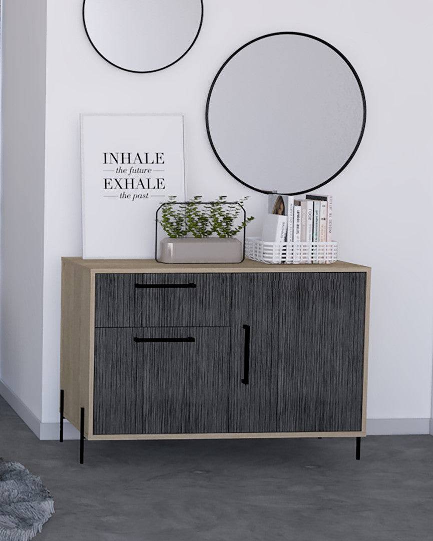 Core Harvard Small Sideboard in Grey & Washed Oak Effect - Price Crash Furniture