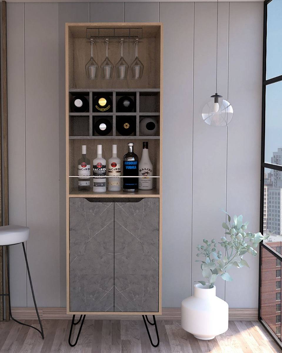 Core Manhattan Bleached Pine Effect Tall Bar Cabinet