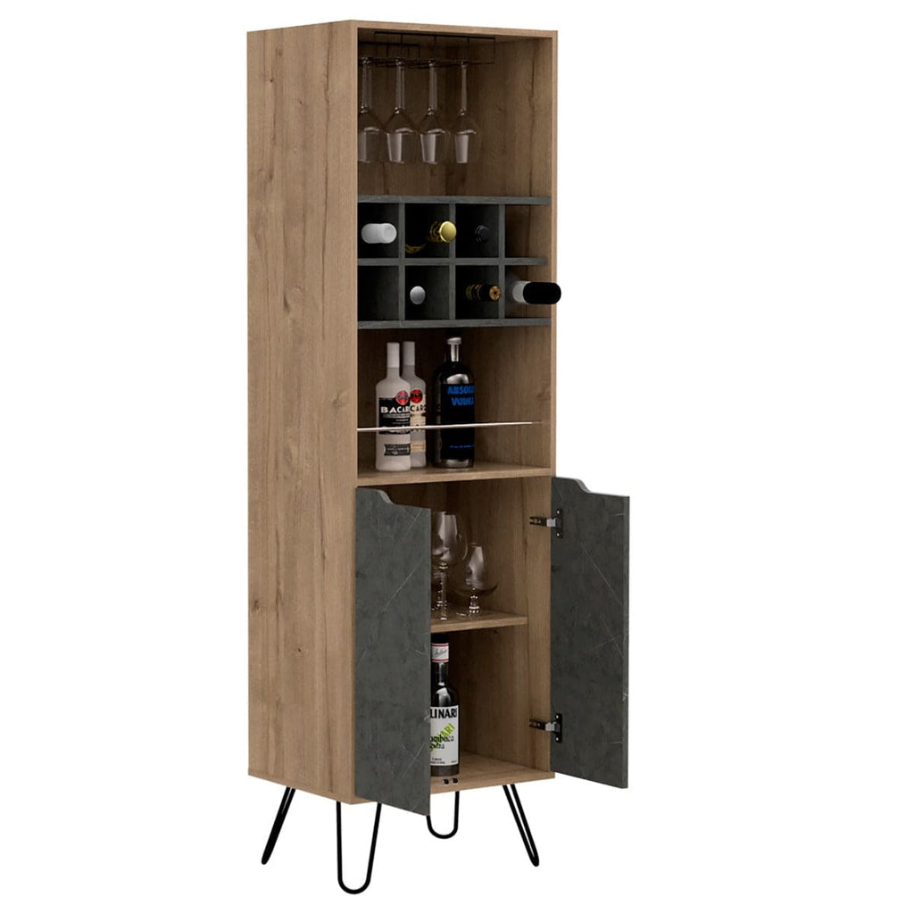 Core Manhattan Bleached Pine Effect Tall Bar Cabinet - Price Crash Furniture