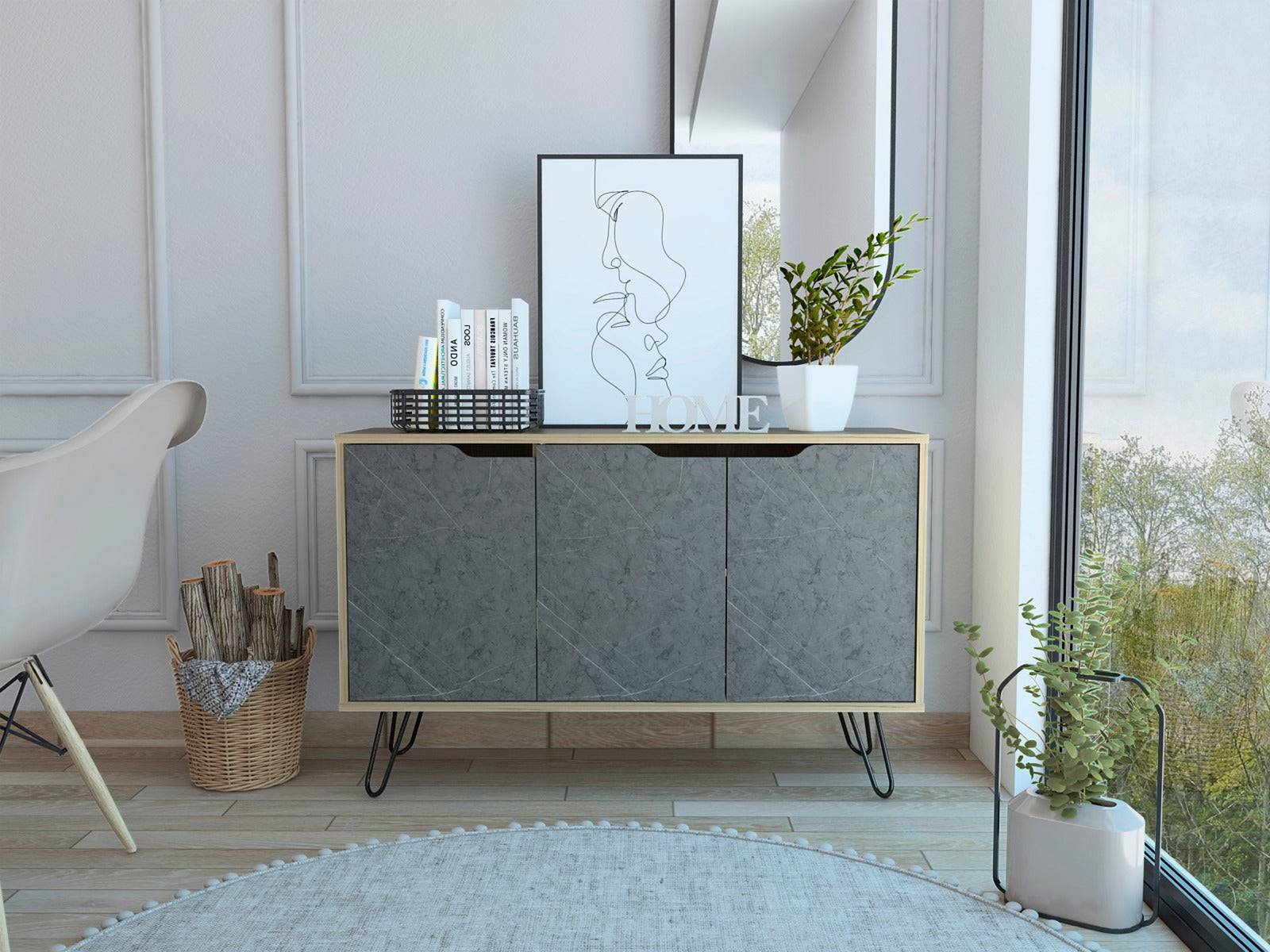 Core Manhattan Bleached Pine Medium 3 Door Sideboard - Price Crash Furniture