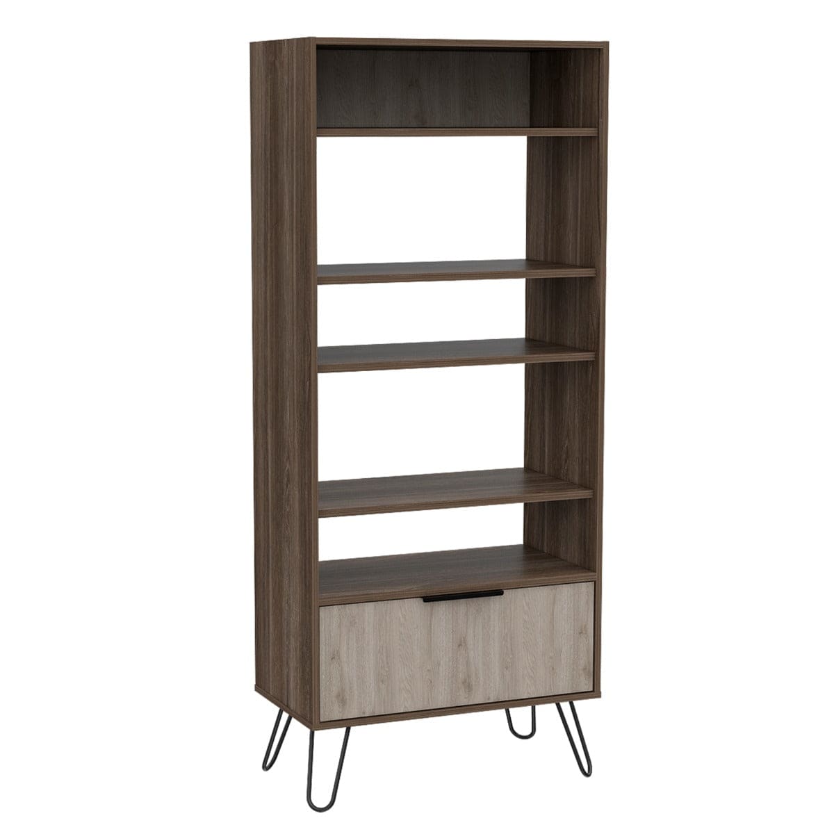 Core Nevada Display Bookcase with Door in Grey & Smoked Oak Effect - Price Crash Furniture