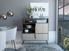 Core Nevada High Sideboard in Grey & Smoked Oak Effect - Price Crash Furniture