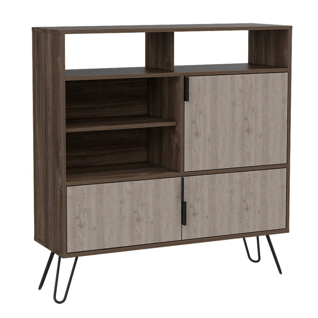 Core Nevada High Sideboard in Grey & Smoked Oak Effect - Price Crash Furniture
